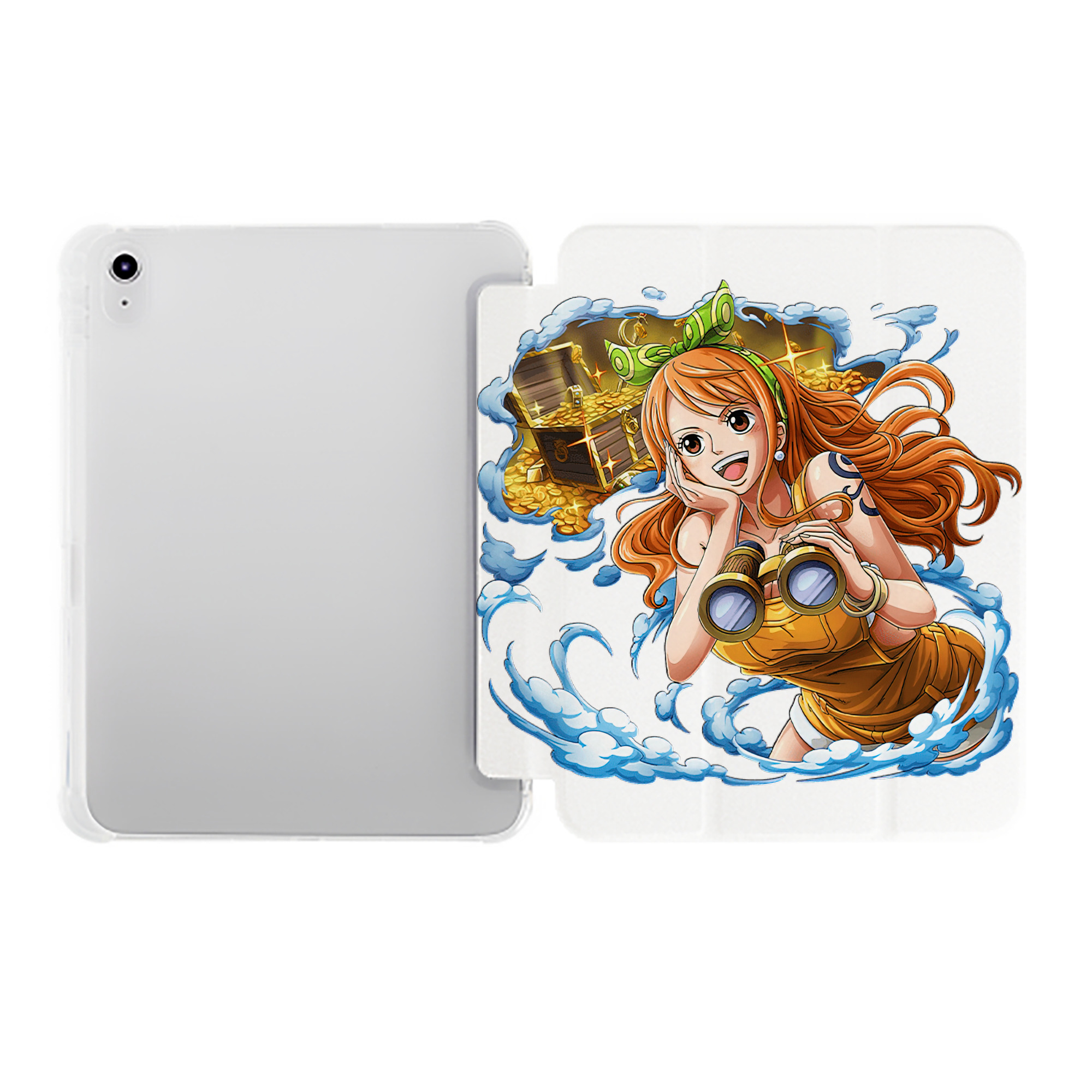 （画像用） ワンピース ナミ ONE PIECE Nami IPad ケース ペン収納付き 三つ折りスタンド PUレザー×シリコン 対応機種9.5/10.5/10.9インチ